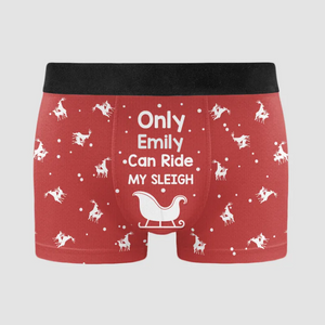 Ride My Sleigh Funny Christmas - Gift For Couples - Personalized Men's Boxer