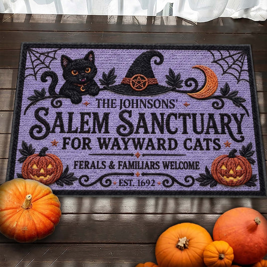 salem sanctuary for wayward cats ferals and familiars welcome personalized doormat 2