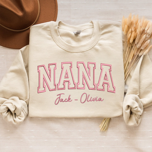 Custom Nana With Grandkids - Embroidered Hoodie, Sweatshirt, Tshirt - Gift for Grandma