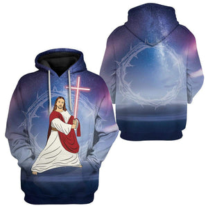 Sky Jesus In Galaxy Hoodie For Men And Women