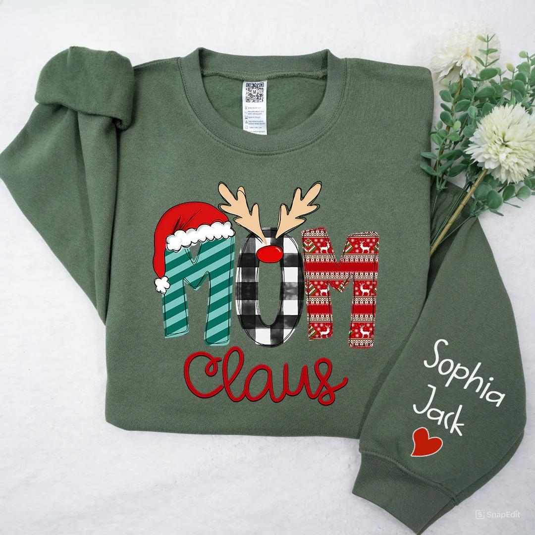 Custom Family Name Mom Claus - Personalized Sweatshirt - Best Christmas Gift For Grandma, Mom, Family Member - NH96