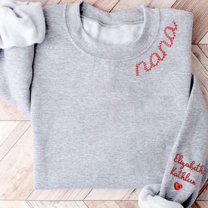 Custom Text Nana - Embroidered Hoodie, Sweatshirt, Tshirt - Gift for Grandma