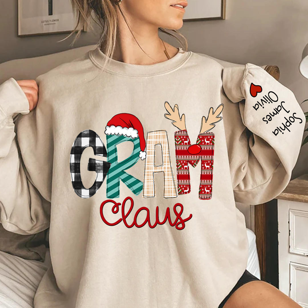 Custom Family Name Gram Claus - Personalized Sweatshirt - Best Christmas Gift For Grandma, Mom, Family Member - NH96