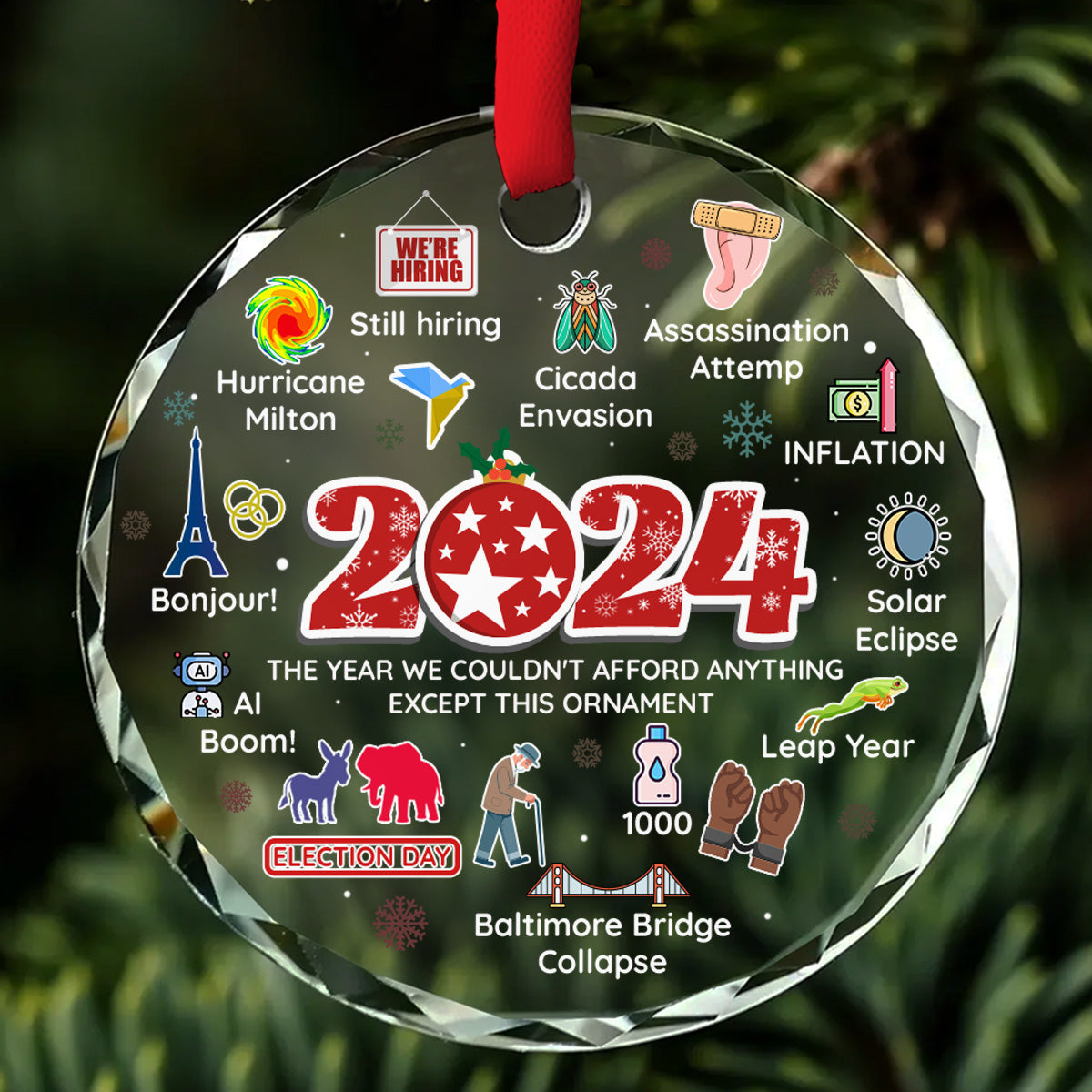 Notable Events 2024 Christmas A Remarkable Year - Glass Ornament