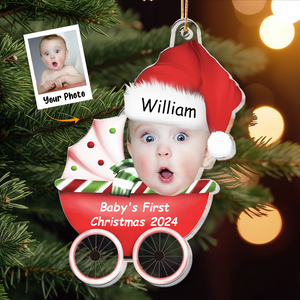 Custom Photo Baby First's Christmas 2024 - Gift For Family - Personalized Acrylic Ornament NA94