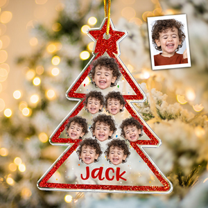 Custom Photo Christmas Tree - Gift For Family - Personalized Acrylic Ornament NA94