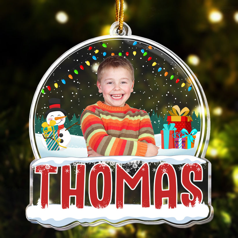 Custom Photo Cute Kids Merry Christmas - Gift For Family - Personalized Acrylic Ornament NA94