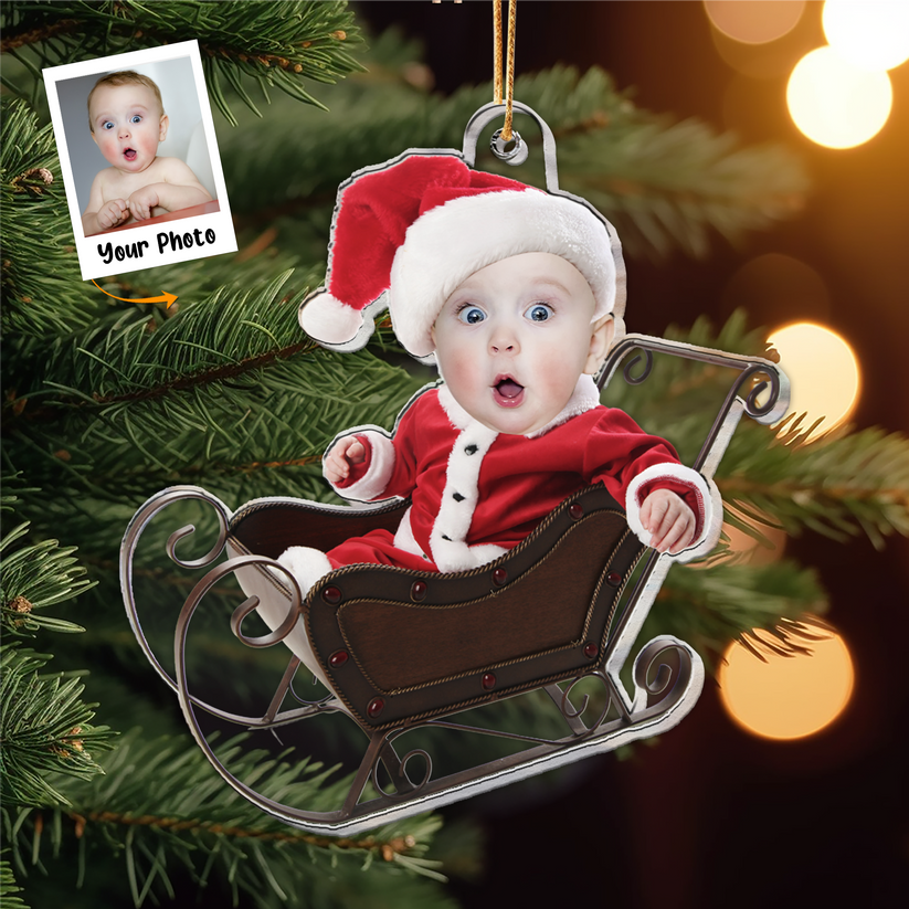 Custom Photo Adorable Newborn Baby - Gift For Family - Personalized Acrylic Ornament NA94