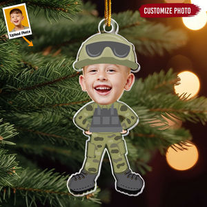 Custom Face Kid Army - Gift For Family - Personalized Acrylic Photo Ornament NA94