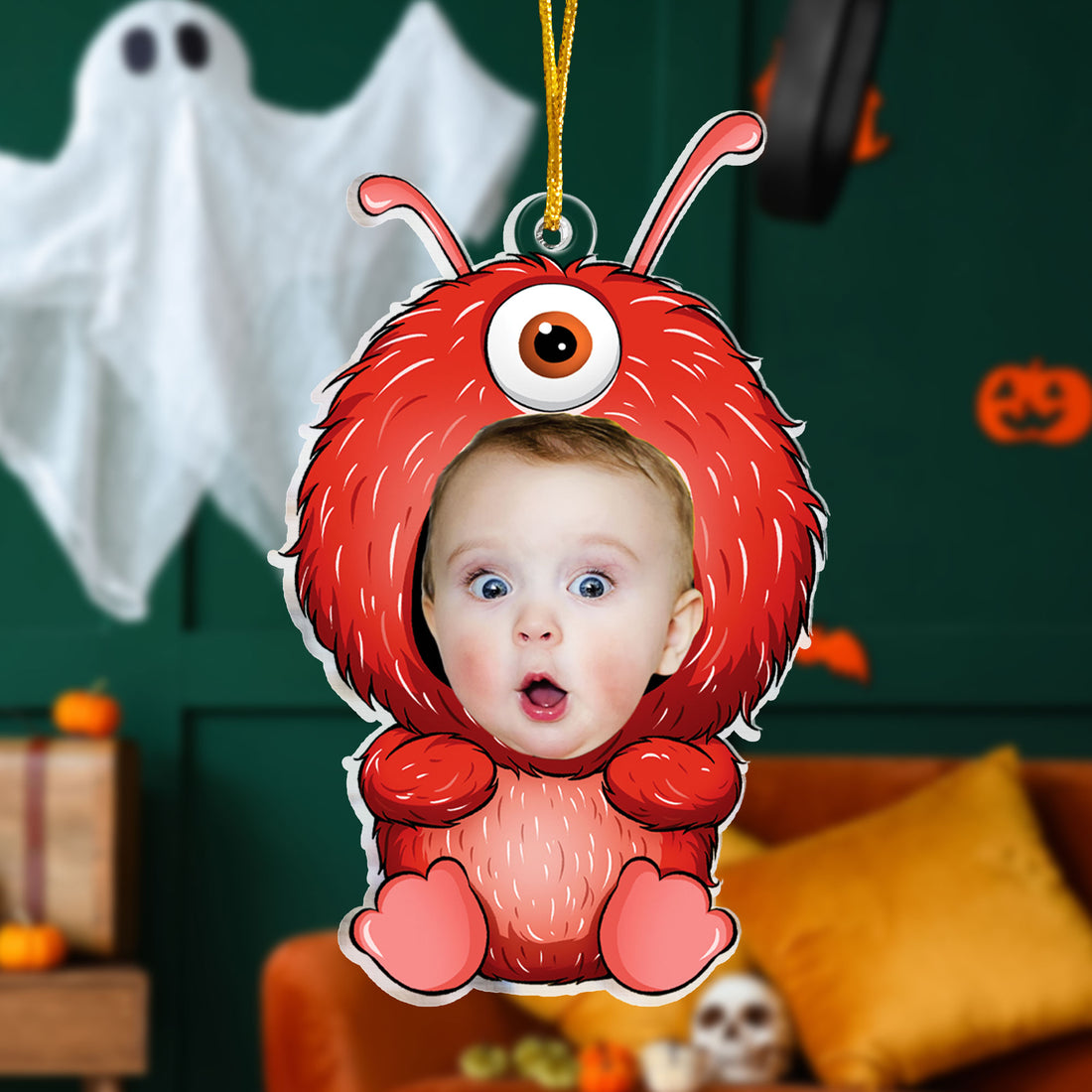 Custom Photo Monster Costumes Kid Halloween - Gift For Family - Personalized Acrylic Ornament NA94