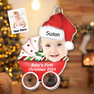 Custom Photo Baby First's Christmas 2024 - Gift For Family - Personalized Acrylic Ornament NA94