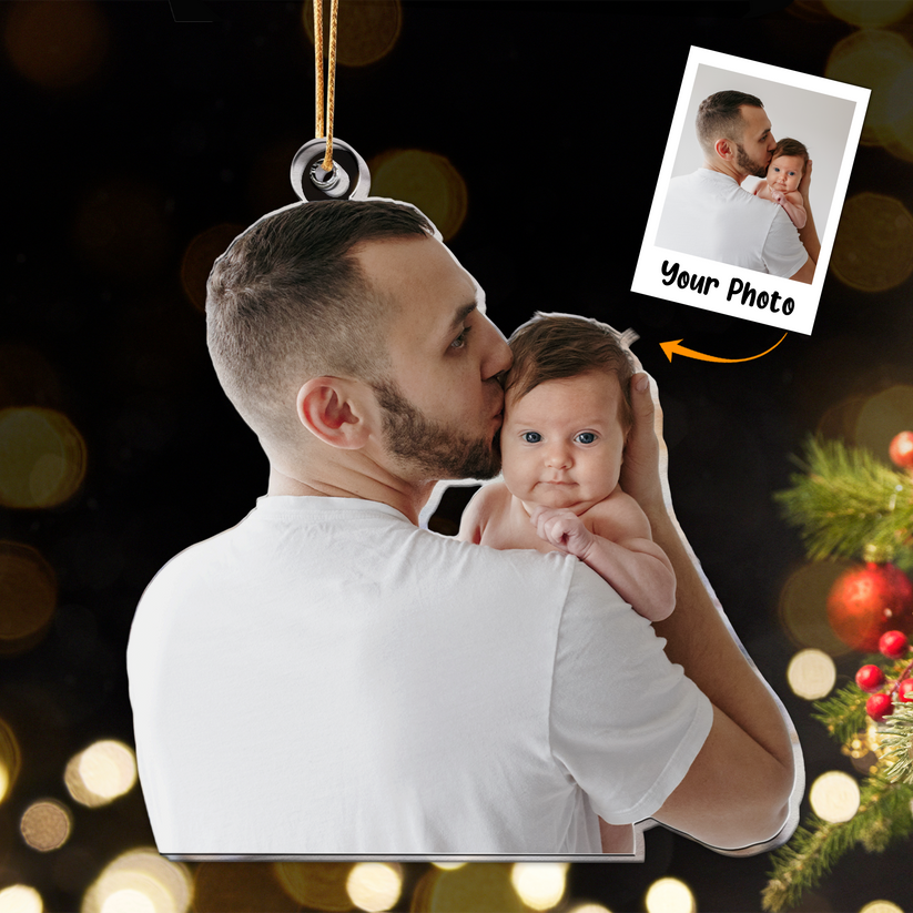 Custom Photo Papa Always Love You - Gift For New Dad - Personalized Acrylic Ornament NA94