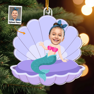 Custom Photo Pirate & Mermaid Kids - Gift For Family - Personalized Acrylic Ornament NA94