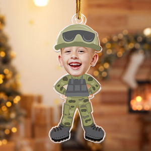 Custom Face Kid Army - Gift For Family - Personalized Acrylic Photo Ornament NA94