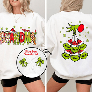 Custom Nickname Grandma, Mom And Kids Christmas 2024 - Personalized Sweatshirt Coquette Bow - NH96