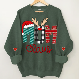 Custom Family Name Mom 2 Claus - Personalized Sweatshirt - Best Christmas Gift For Grandma, Mom, Family Member - NH96