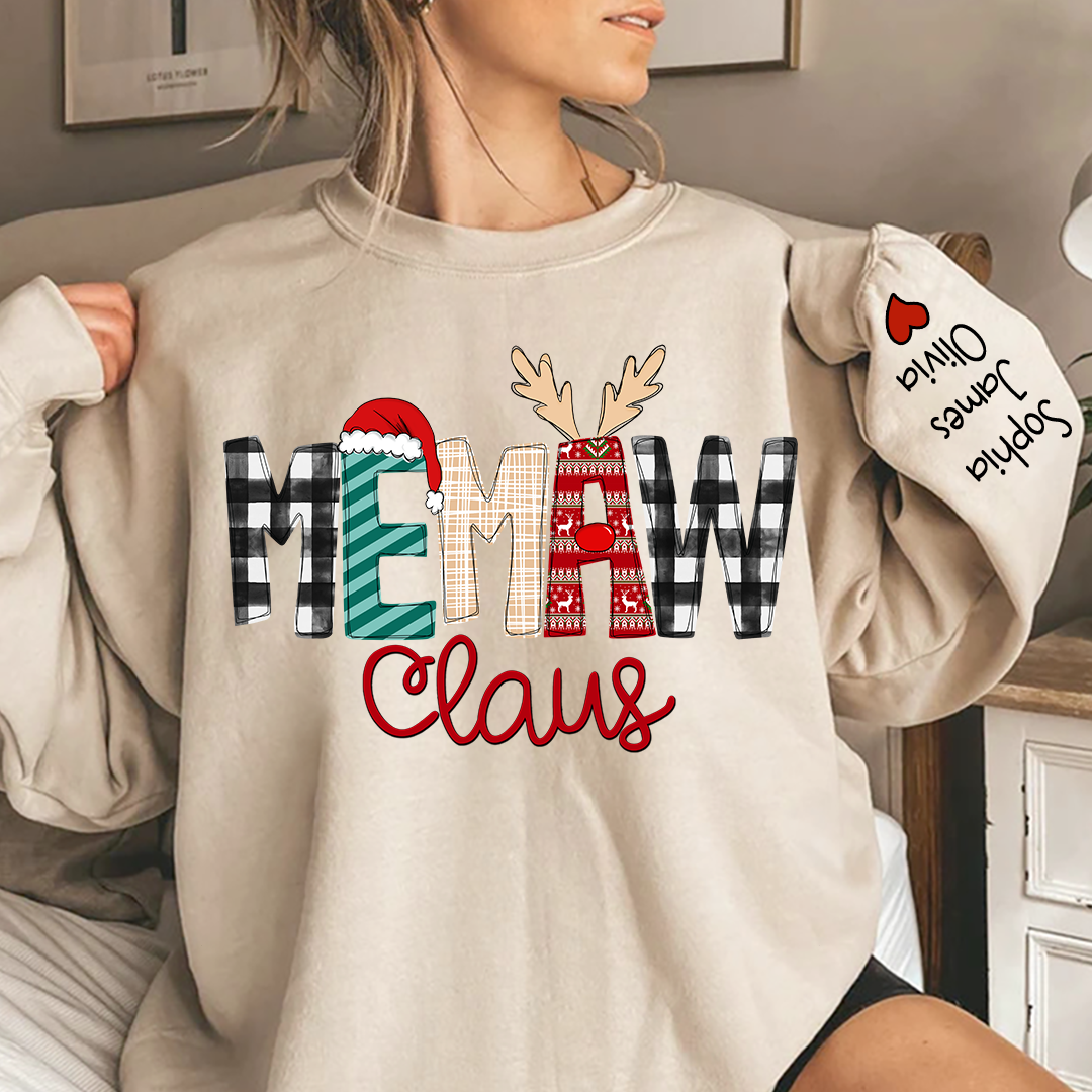 Custom Family Name Memaw Claus - Personalized Sweatshirt - Best Christmas Gift For Grandma, Mom, Family Member - NH96