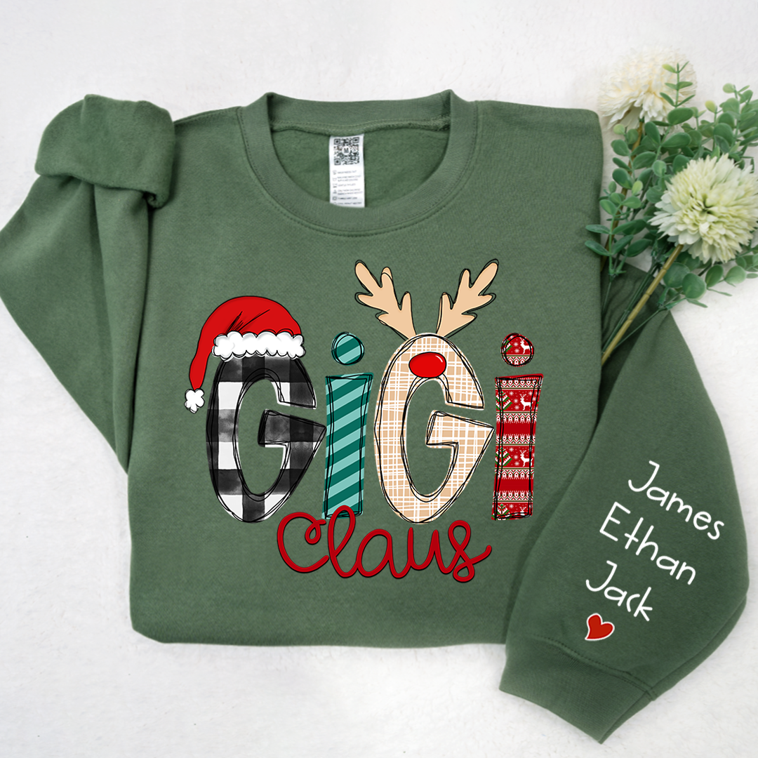 Custom Family Name Gigi 3 Claus - Personalized Sweatshirt - Best Christmas Gift For Grandma, Mom, Family Member - NH96