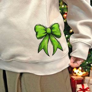 Custom Nickname Grandma, Love Grandma Life And Kids Names Christmas 2024 - Green Designer Sweatshirt With Side Bow - NH96