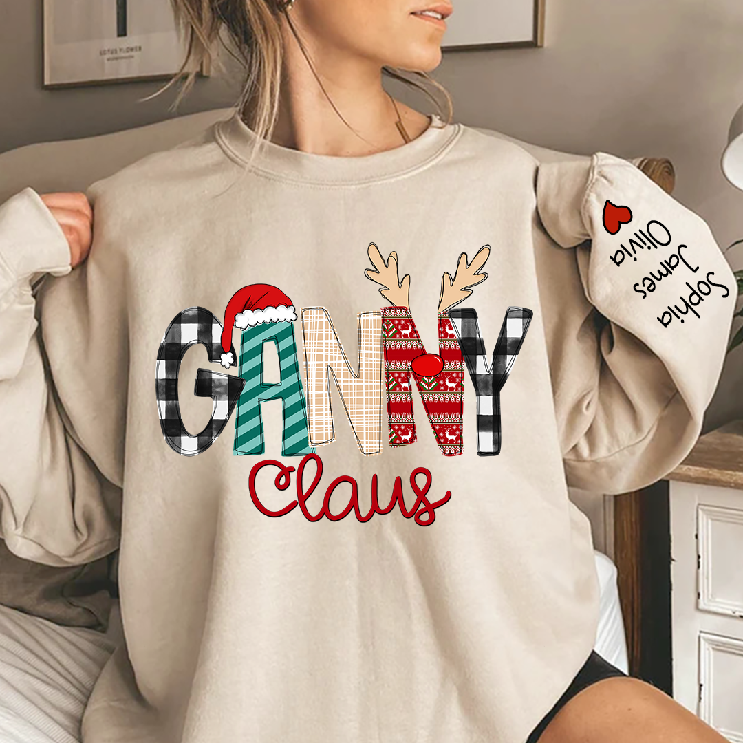 Custom Family Name Ganny Claus - Personalized Sweatshirt - Best Christmas Gift For Grandma, Mom, Family Member - NH96