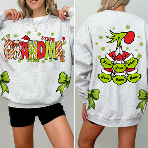 Custom Nickname Grandma, Mom And Kids Christmas 2024 - Personalized Sweatshirt Coquette Bow - NH96