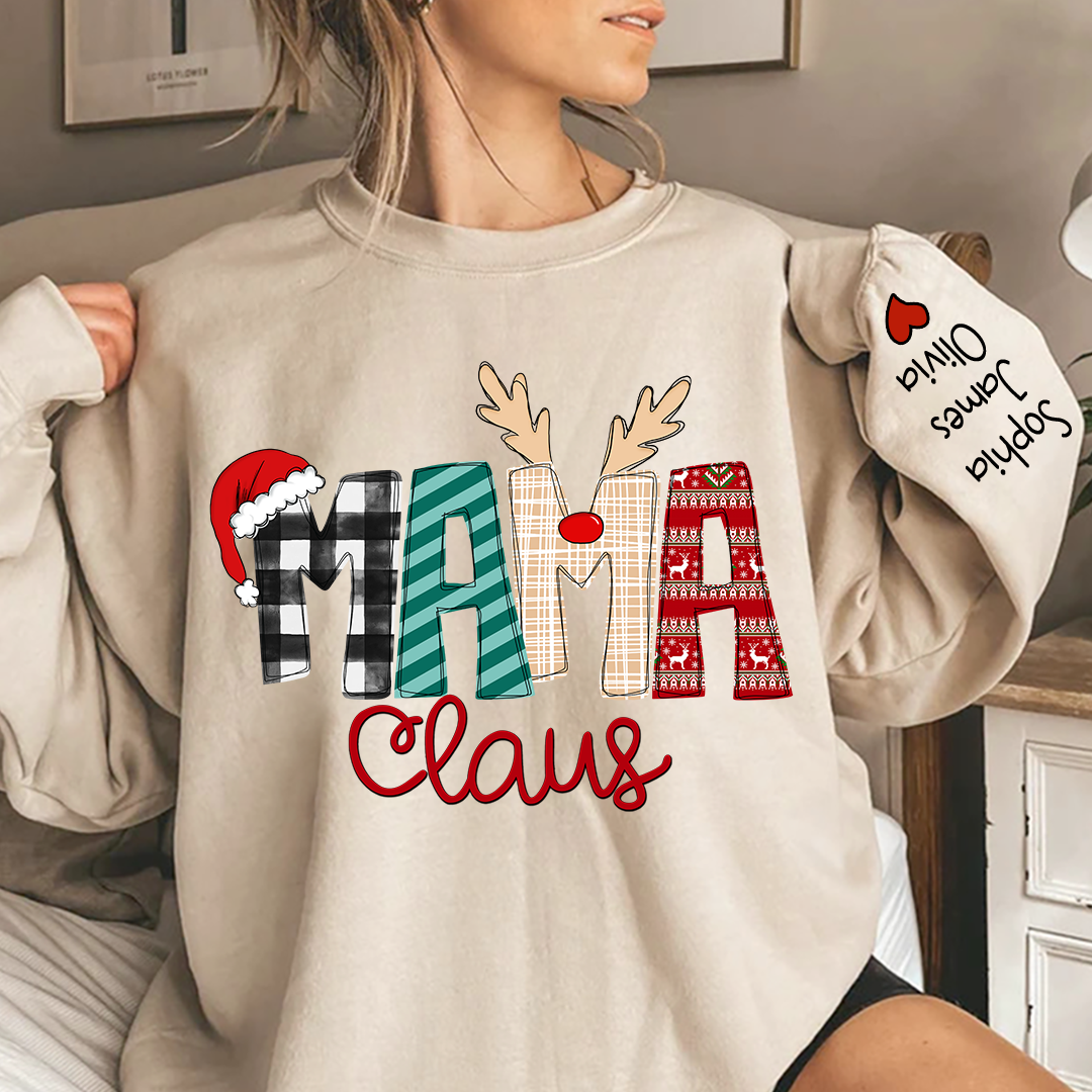 Custom Family Name Mama Claus - Personalized Sweatshirt - Best Christmas Gift For Grandma, Mom, Family Member - NH96