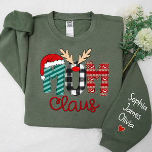 Custom Family Name Mom 2 Claus - Personalized Sweatshirt - Best Christmas Gift For Grandma, Mom, Family Member - NH96