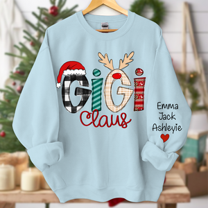 Custom Family Name Gigi 2 Claus - Personalized Sweatshirt - Best Christmas Gift For Grandma, Mom, Family Member - NH96