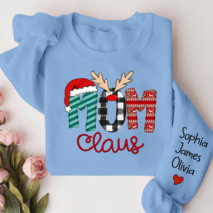 Custom Family Name Mom 2 Claus - Personalized Sweatshirt - Best Christmas Gift For Grandma, Mom, Family Member - NH96