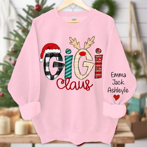 Custom Family Name Gigi 2 Claus - Personalized Sweatshirt - Best Christmas Gift For Grandma, Mom, Family Member - NH96