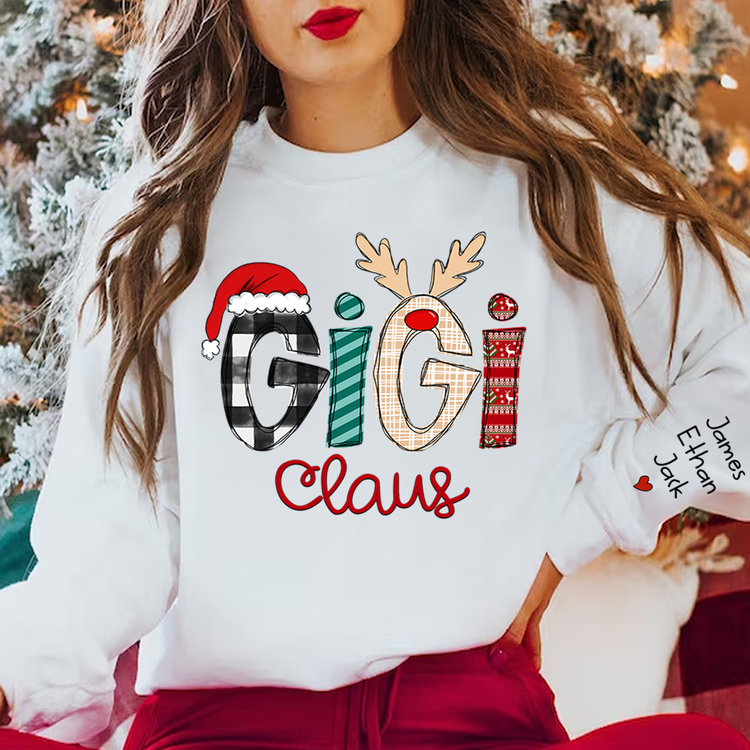 Custom Family Name Gigi 2 Claus - Personalized Sweatshirt - Best Christmas Gift For Grandma, Mom, Family Member - NH96