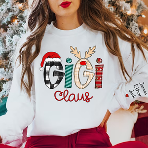 Custom Family Name Gigi 2 Claus - Personalized Sweatshirt - Best Christmas Gift For Grandma, Mom, Family Member - NH96