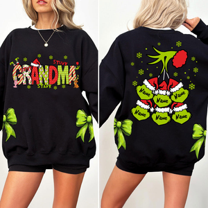 Custom Nickname Grandma, Mom And Kids Christmas 2024 - Personalized Sweatshirt Coquette Bow - NH96