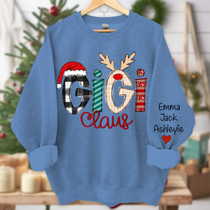 Custom Family Name Gigi 2 Claus - Personalized Sweatshirt - Best Christmas Gift For Grandma, Mom, Family Member - NH96