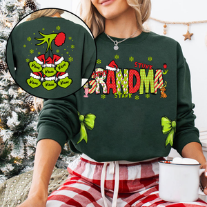 Custom Nickname Grandma, Mom And Kids Christmas 2024 - Personalized Sweatshirt Coquette Bow - NH96