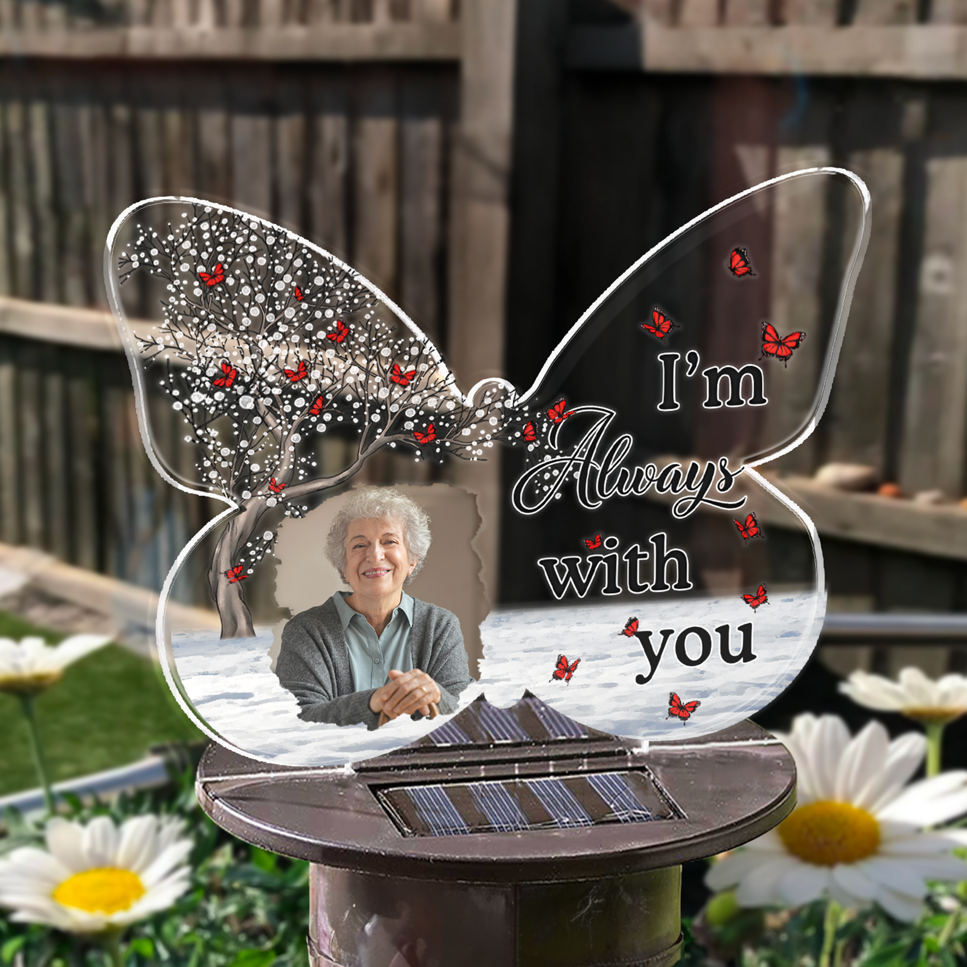 Memorial I Am Always With You Butterfly Version - Memorial Gift - Personalized Solar Light NA94