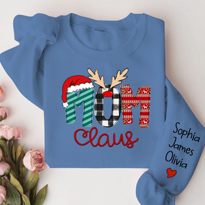 Custom Family Name Mom 2 Claus - Personalized Sweatshirt - Best Christmas Gift For Grandma, Mom, Family Member - NH96