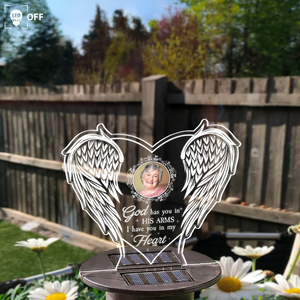 God Has You In His Arms I Have You In My Heart - Memorial Gift - Personalized Solar Light NA94