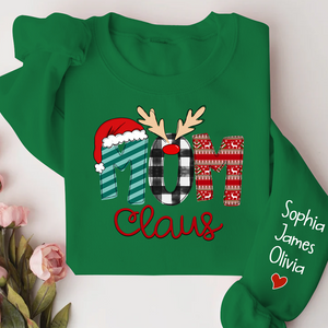 Custom Family Name Mom 2 Claus - Personalized Sweatshirt - Best Christmas Gift For Grandma, Mom, Family Member - NH96