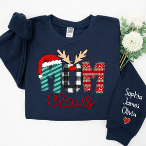 Custom Family Name Mom 2 Claus - Personalized Sweatshirt - Best Christmas Gift For Grandma, Mom, Family Member - NH96