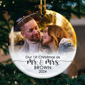 Our 1st Christmas As Mr & Mrs - Personalized Ceramic Ornament - Christmas Gift For Husband Wife, Anniversary, First Christmas NH96