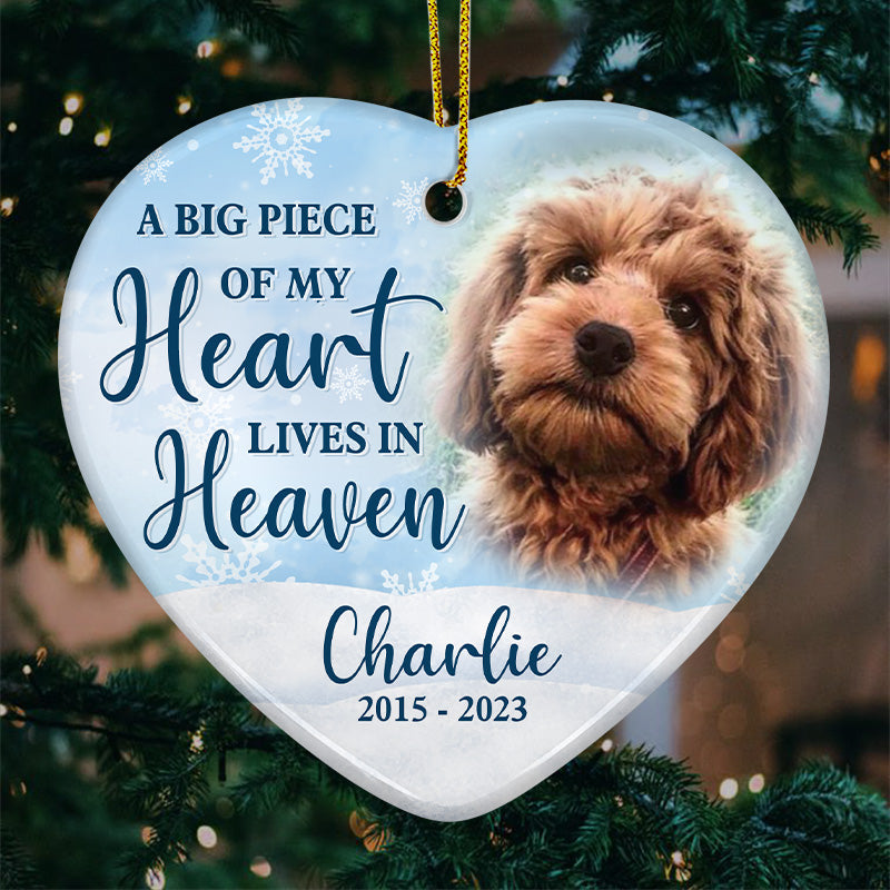 Custom Photo Forever In Our Hearts - Personalized Ceramic Ornament - Christmas Gift, Sympathy Gift For Pet Owners, Pet Lovers - NH96