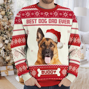 Custom Photo World's Best Dog Mom - Personalized Ugly Sweater - Gift For Dog Lover, Dog Mom, Dog Dad - NH96