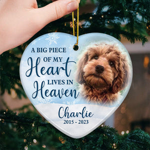 Custom Photo Forever In Our Hearts - Personalized Ceramic Ornament - Christmas Gift, Sympathy Gift For Pet Owners, Pet Lovers - NH96