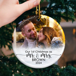 Our 1st Christmas As Mr & Mrs - Personalized Ceramic Ornament - Christmas Gift For Husband Wife, Anniversary, First Christmas NH96