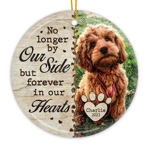 Custom Photo No Longer By Our Side - Personalized Ceramic Ornament - Christmas Gift, Sympathy Gift For Pet Owners, Pet Lovers - NH96