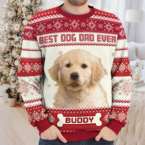 Custom Photo Full Time Dog Mama - Personalized Ugly Sweater - Gift For Dog Lover, Dog Mom, Dog Dad - NH96