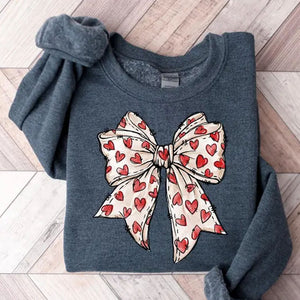 Coquette Valentine's Day Heart Bow - Custom Sleeve Sweater, Hoodie, Tshirt - Valentine Gift for Her