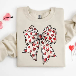 Coquette Valentine's Day Heart Bow - Custom Sleeve Sweater, Hoodie, Tshirt - Valentine Gift for Her