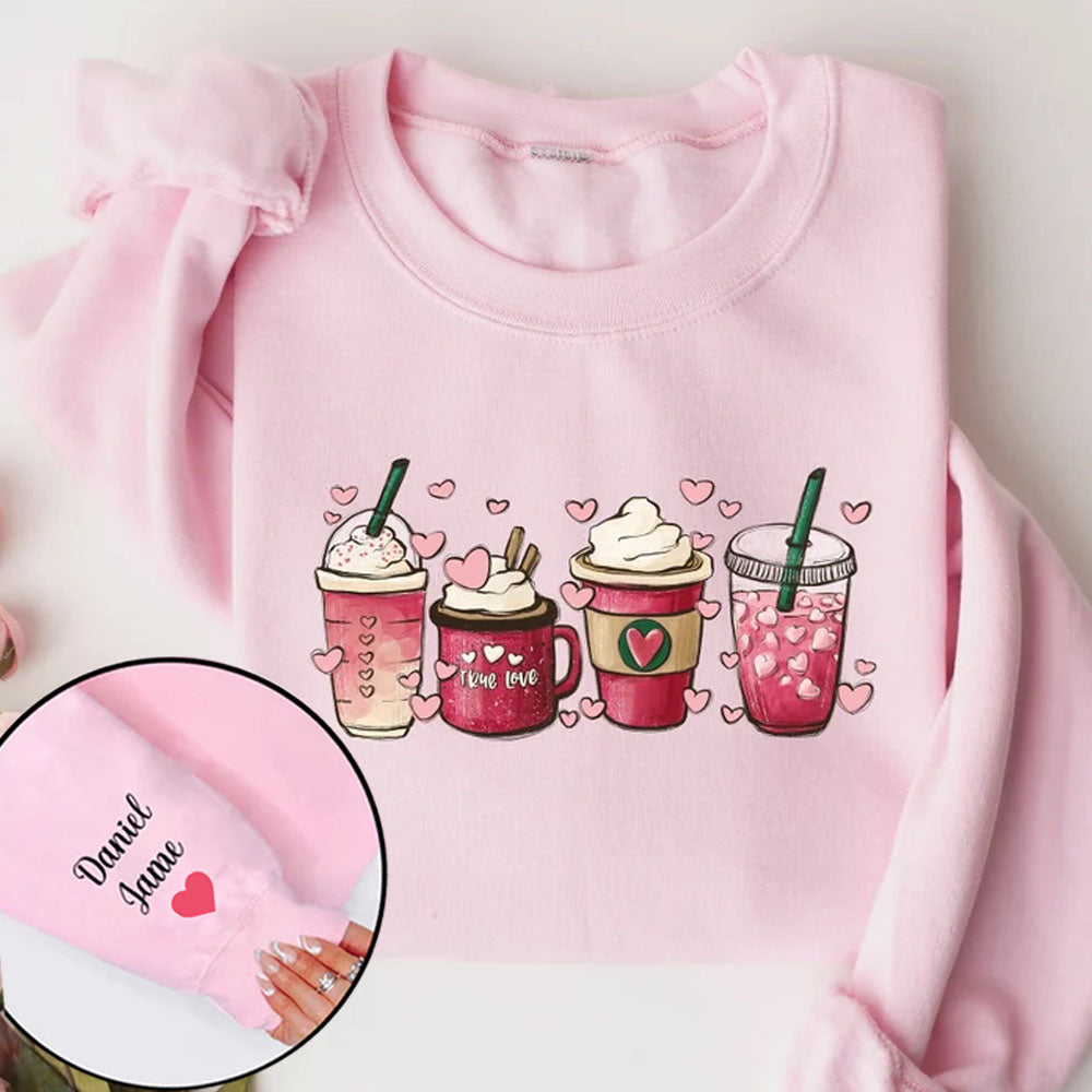 Womens Valentines Day Valentine Coffee - Custom Sleeve Sweater, Hoodie, Tshirt - Valentine Gift for Girlfriend